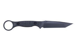 Toor Knives fixed blade knife with finger ring, black.
